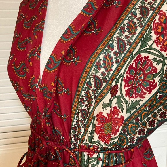 EUC Vintage Samye Split V-neck Maxi Dress Size Large - Picture 7 of 9